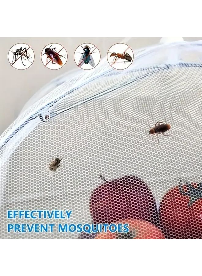 White 12.6inch Foldable Mesh Food Cover With Insect Repellent Netting Breathable Picnic Barbecue Cover For Outdoor Gatherings Ideal For Family Camping Durable Plastic Frame Picnic Essentials - Image 4