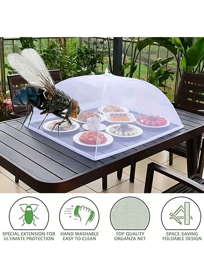 White 12.6inch Foldable Mesh Food Cover With Insect Repellent Netting Breathable Picnic Barbecue Cover For Outdoor Gatherings Ideal For Family Camping Durable Plastic Frame Picnic Essentials - Image 1