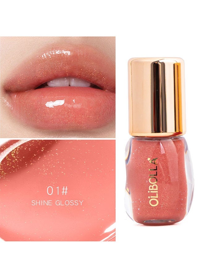 OLIBOLLA Glossy Plump Lip Oil，Nude Tint Glass Shine Lip Oil Gloss – High Pigment Hydrating Lip Serum Jelly Lip, Non-Sticky Mirror Glazed Finish, Smooths Lip Lines, Plumping Juicy Shine #01 - Image 2