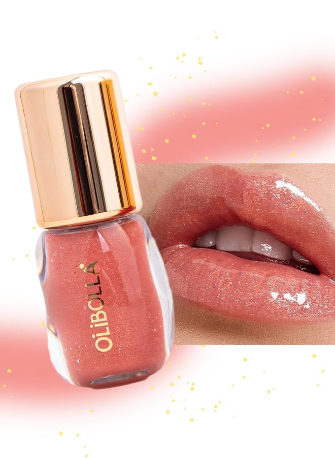 OLIBOLLA Glossy Plump Lip Oil，Nude Tint Glass Shine Lip Oil Gloss – High Pigment Hydrating Lip Serum Jelly Lip, Non-Sticky Mirror Glazed Finish, Smooths Lip Lines, Plumping Juicy Shine #01 - Image 1