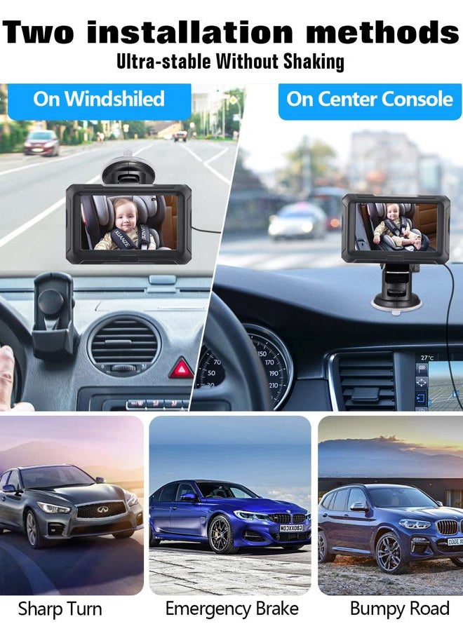 Zacro HD 1080P Car Rear Seat Camera - Rearview Mirror with Screen 4.3'' - Baby Monitor with Night Vision and Wide Angle - Image 4