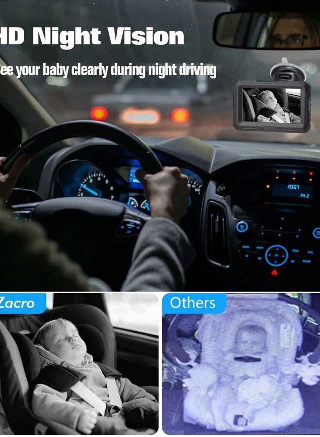Zacro HD 1080P Car Rear Seat Camera - Rearview Mirror with Screen 4.3'' - Baby Monitor with Night Vision and Wide Angle - Image 3