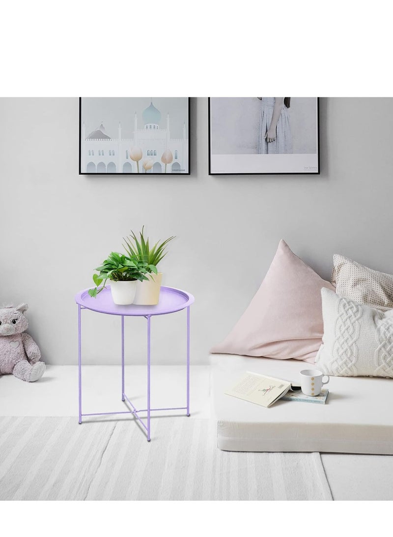 PENG GENERAL Round Metal Tray End Table Purple 53x44x44cm - Image 2