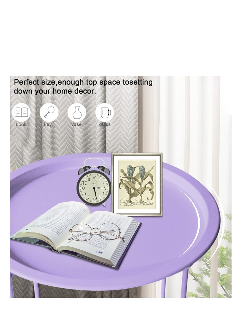 PENG GENERAL Round Metal Tray End Table Purple 53x44x44cm - Image 4