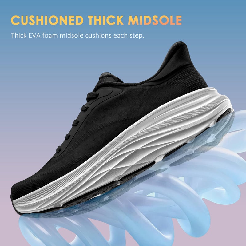 Vilanva Women's Walking Shoes Cushion Comfortable Running Tennis Shoes Non-Slip Workout Gym Athletic Breathable Fashion Sneakers (Black 8.0) - Image 4