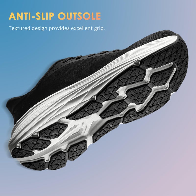 Vilanva Women's Walking Shoes Cushion Comfortable Running Tennis Shoes Non-Slip Workout Gym Athletic Breathable Fashion Sneakers (Black 8.0) - Image 5