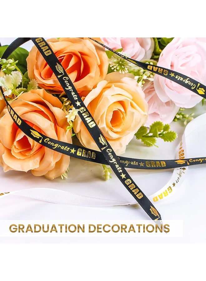 2 Rolls 50 Yards Graduation Ribbon 3/8 Inch Wide, Congrats Grad Gold Satin Ribbon for Gift Wrapping Class of 2026 Graduation Party Decorations DIY Crafts - Image 5