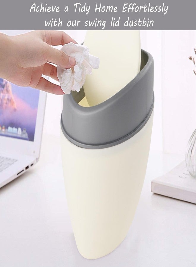 Kuber Industries 1.25 Ltr Plastic Mini Dustbin for Study Table/Bedroom/Bathroom with Swing Lid | Portable Small Dustbin for Kitchen Sink | Table Top Office Desk Trash Can Waste Bin | White - Image 4