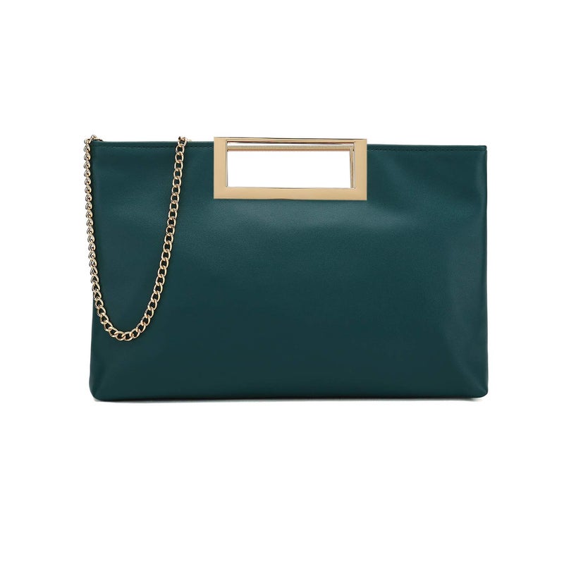 CHARMING TAILOR Fashion PU Leather Handbag Stylish Women Convertible Clutch Purse Emerald Green