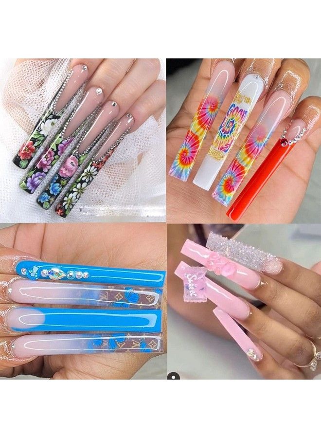 Yimart No C Curve Square Nail Tips No C Curve Long Nail Tips Yimart 500Pcs No C Curve Xxxl Square Straight False Nail Tips Half Cover Clear Natural Extra Long Fake Nails (Natural) - Image 3