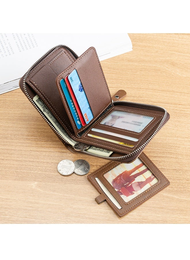 BAILINI Men's Leather Zipper Wallet Blocking Bifold Secure Vintage Zip Around Multi Credit Card Holder - Image 3
