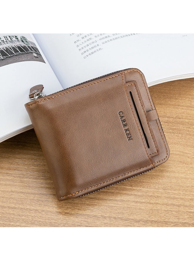 BAILINI Men's Leather Zipper Wallet Blocking Bifold Secure Vintage Zip Around Multi Credit Card Holder - Image 2