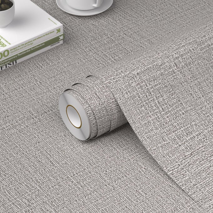 GRASSCLOTH PEEL AND STICK WALLPAPER 157IN X 787IN TEXTURED CONTACT PAPER FOR CABINETS FAUX LINEN WALL PAPER PULL AND STICK FABRIC VINYL WALLPAPER SELF ADHESIVE LIGHT GRAY