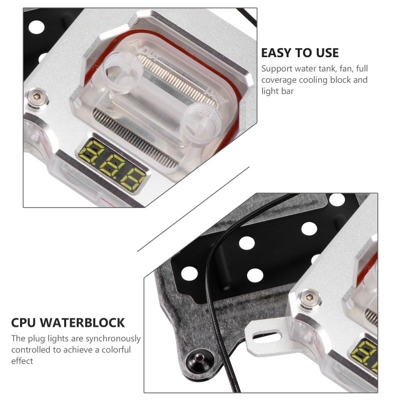 Digital Temperature Display CPU Water Cooling Block for 1150 1151 1155 1156 2011 Platforms Silver - Image 4