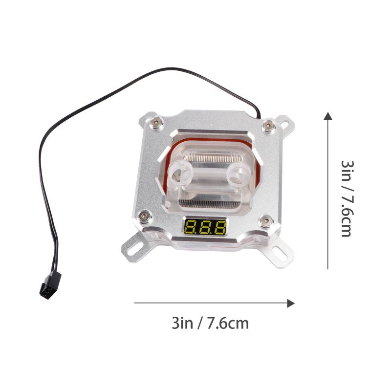 Digital Temperature Display CPU Water Cooling Block for 1150 1151 1155 1156 2011 Platforms Silver - Image 3