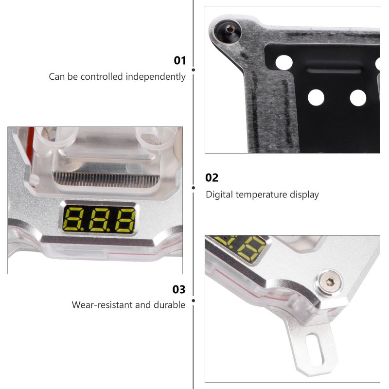 Digital Temperature Display CPU Water Cooling Block for 1150 1151 1155 1156 2011 Platforms Silver - Image 5