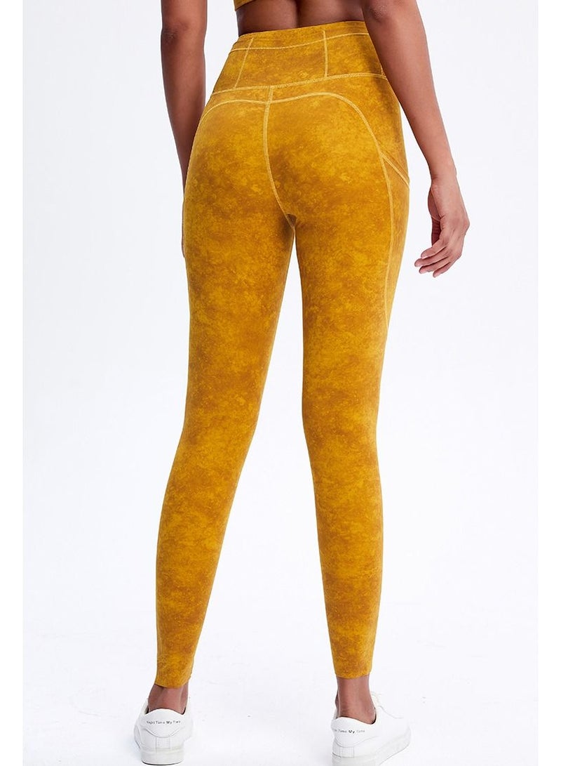 Loquat Solid Stretch Yoga Pants Yellow  - Image 3