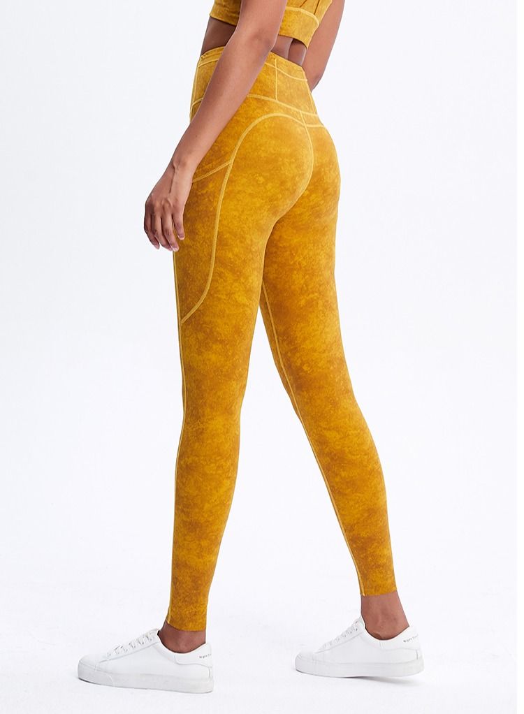 Loquat Solid Stretch Yoga Pants Yellow  - Image 2