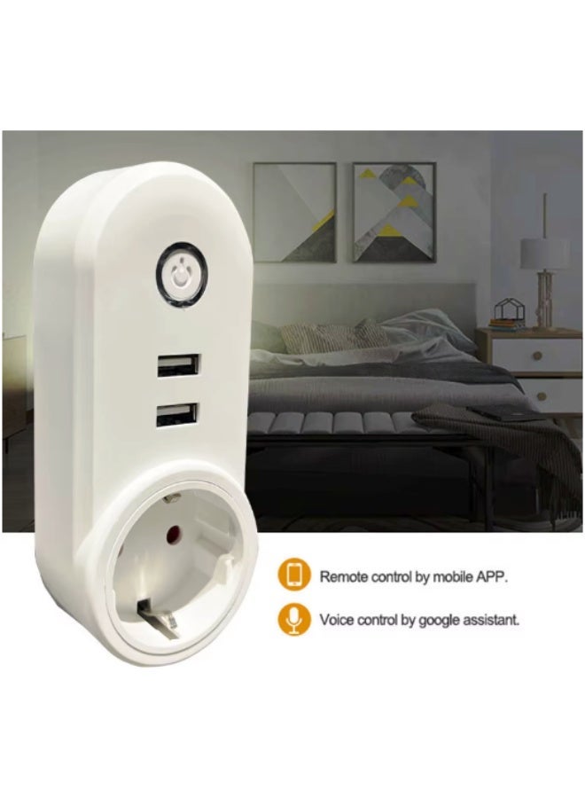 Smart WiFi Plug with 2 USB Chargers (21W), 16A 3520W Smart Outlet with Energy Monitoring, Tuya Smart Life App, Alexa & Google Home Voice Control, Timer & Remote Control, Overload Protection - Image 2