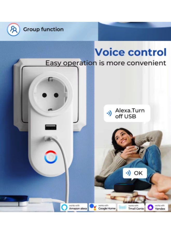 Smart WiFi Plug with 2 USB Chargers (21W), 16A 3520W Smart Outlet with Energy Monitoring, Tuya Smart Life App, Alexa & Google Home Voice Control, Timer & Remote Control, Overload Protection - Image 3