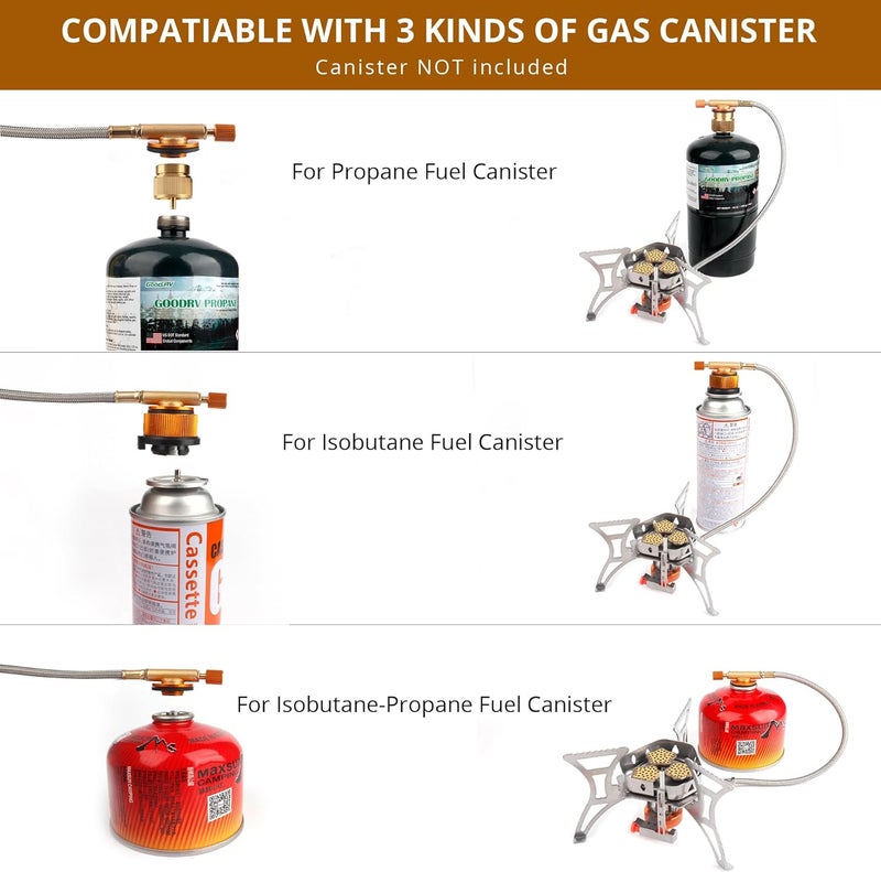 RIDEIWAKE 6800W Camping Stove with Fuel Canister Adapter Portable Backpacking Gas Stove with Piezo Ignition, 1LB Propane Tank Adapter, Butane Adapter for Outdoor Cooking, Picnic, Camping and Hiking - Image 4