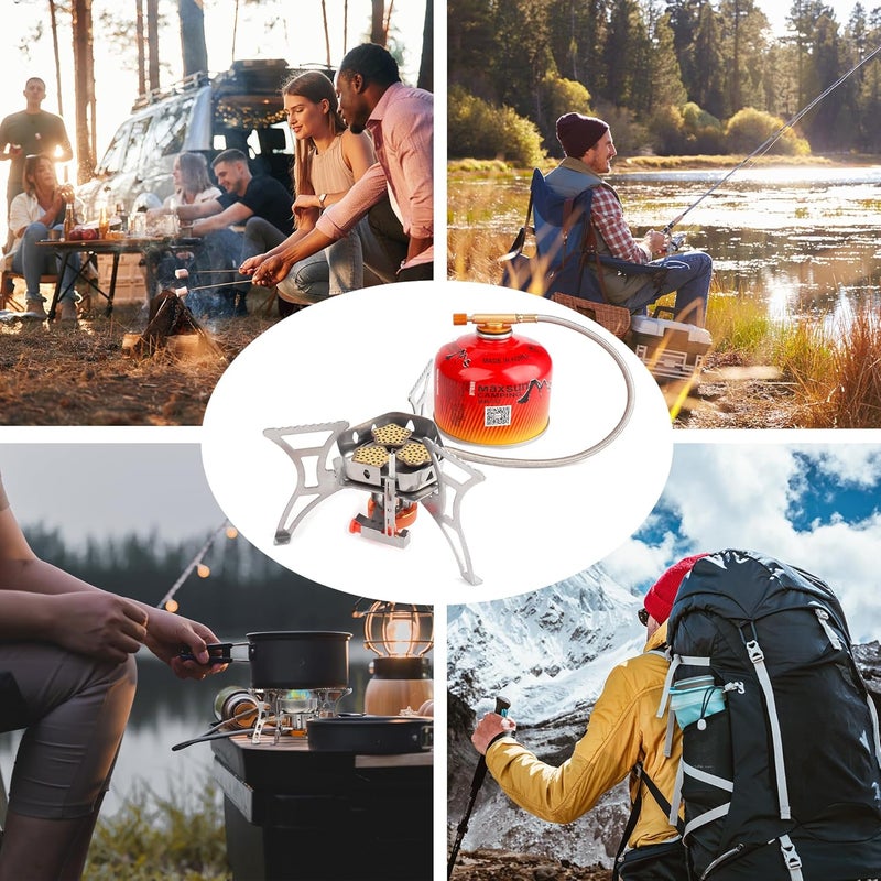 RIDEIWAKE 6800W Camping Stove with Fuel Canister Adapter Portable Backpacking Gas Stove with Piezo Ignition, 1LB Propane Tank Adapter, Butane Adapter for Outdoor Cooking, Picnic, Camping and Hiking - Image 5