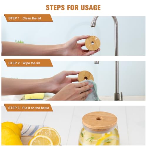 DOITOOL 8Pcs Bamboo Jar Lids with Straw Hole, Reusable Bamboo Lids for Beer Can Glass, 70mm Mason Jar Lids with Straw Hole for Wide Mouth Mason Jar (8pcs) - Image 3