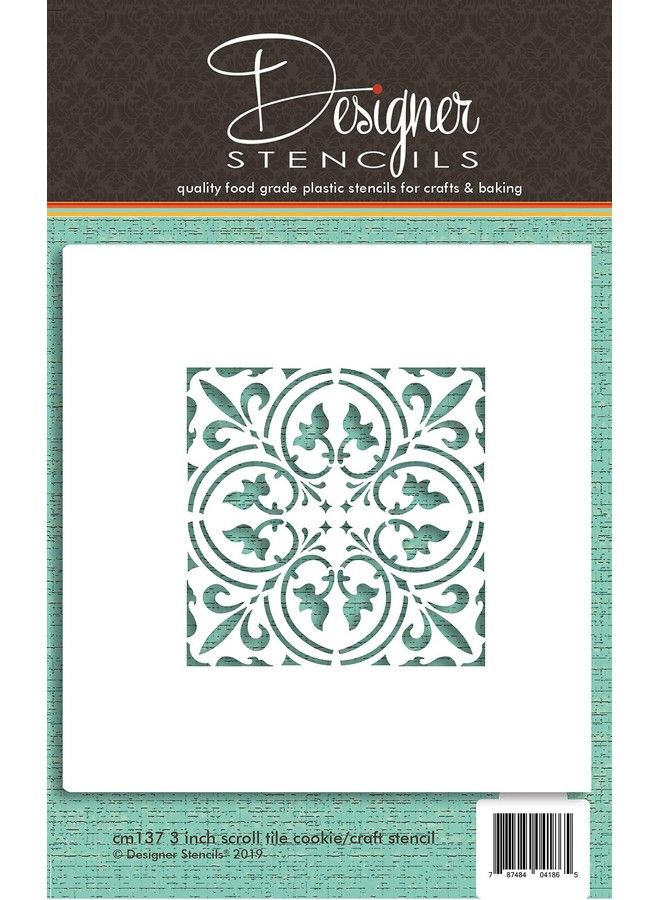 Designer Stencils قالب كعك وحرف صغير (3 بوصة) | قالب رسم قابل لإعادة الاستخدام للبلاط والكعك والأثاث وزينة الجدران والأرضيات | Cm137 من تصميم ستنسلز - Image 1