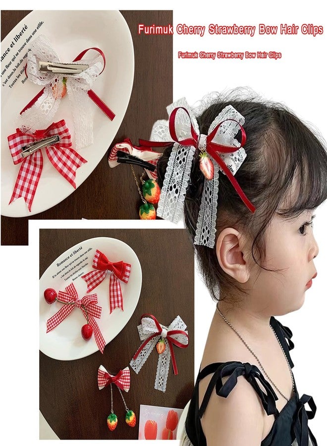 Furimuk 8 Pack Cherry Strawberry Hair Accessories Bow Hair Clips Red Alligator Hair Barrettes Plaid Bow Hairpins for Women Girls Christmas Hair Decoration - Image 5