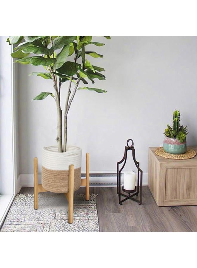 MEGASKET Small Wicker Plant Basket Indoor, 8"x8" Jute Spliced Cotton Rope Basket Planter Up to 7" Pot, Modern Flower Tree Pots Cover, Small Floor Woven Planters, Home Decor Storage Bin - Image 5