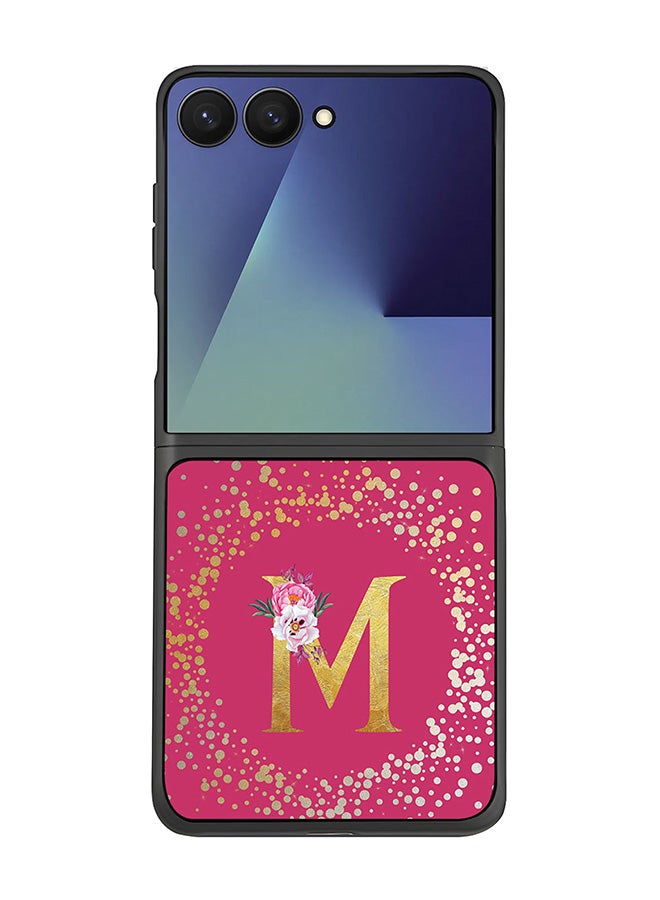 For Samsung Galaxy Z Flip7 Case,Slim fit Camera Protection, Shockproof Thin Phone cover  - Custom Monogram Floral - M ( Deep Pink )