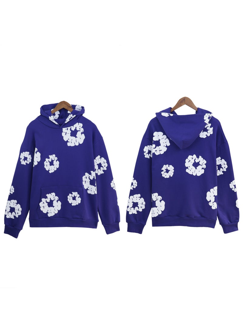 Generic - Autumn Winter New Couple Suit Sweatshirt Trousers Fleece-Lined Sweatshirt Denim Main Line Wood Cotton Hooded Shirt American Styl 5640 purple - Image 1