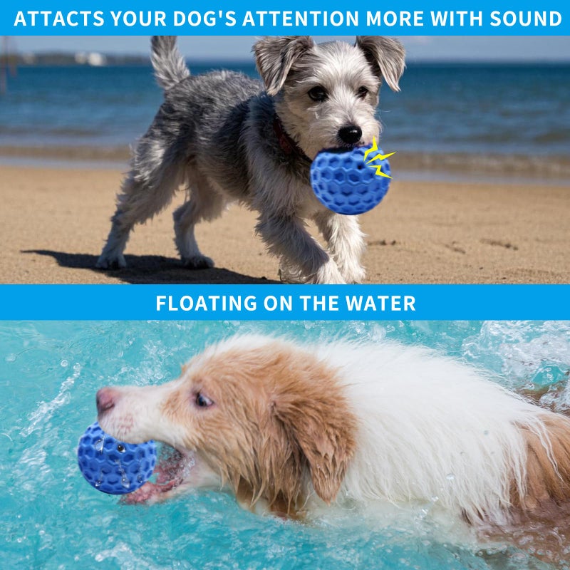 GreenYellow Durable Indestructible Squeaky Dog Ball for Aggressive Heavy Chewers, Unbreakable Tough Natural Rubber Dog Toy, Bouncy Interactive Ball for Medium & Large Dogs, Safe for Teeth & Gums (Blue) - Image 5