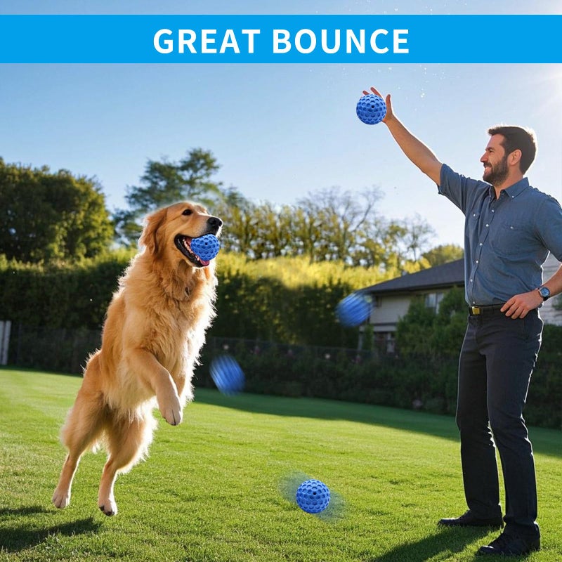 GreenYellow Durable Indestructible Squeaky Dog Ball for Aggressive Heavy Chewers, Unbreakable Tough Natural Rubber Dog Toy, Bouncy Interactive Ball for Medium & Large Dogs, Safe for Teeth & Gums (Blue) - Image 4