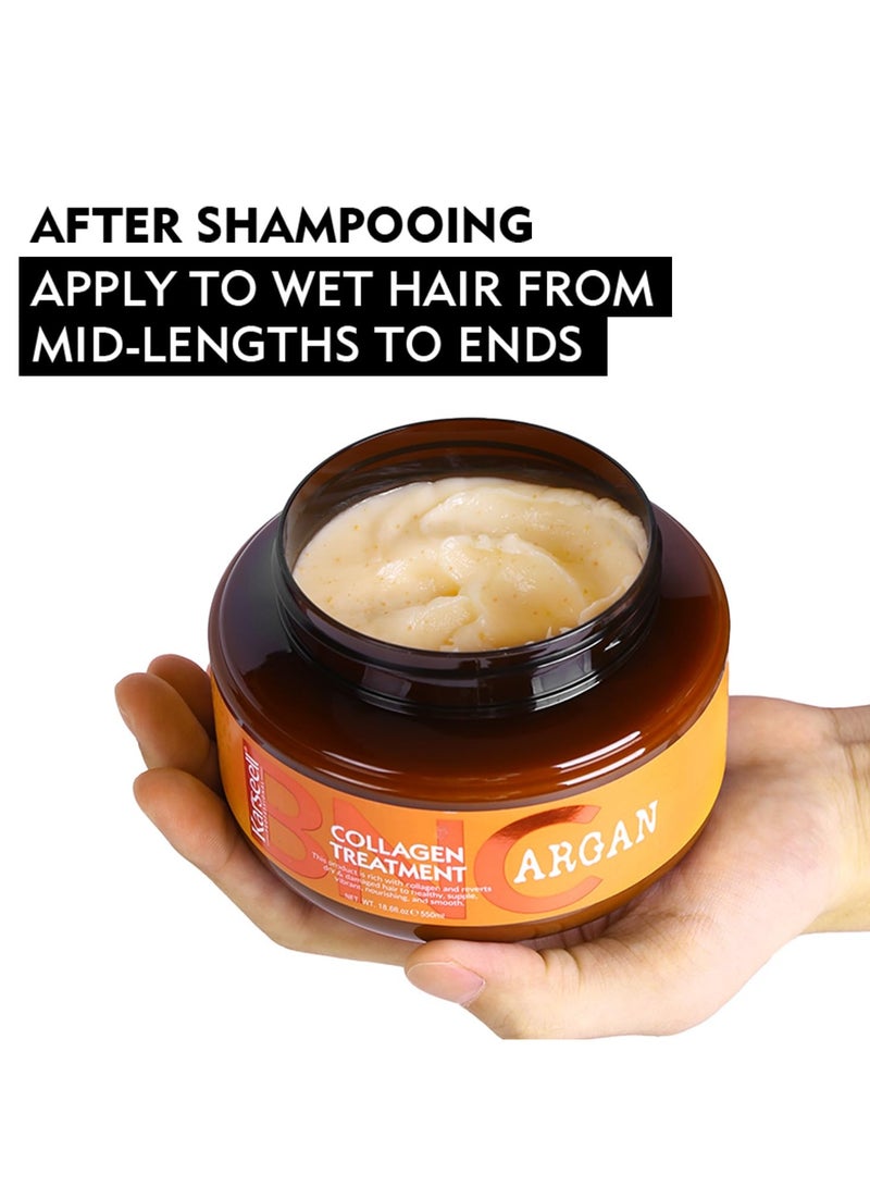 Karseell علاج الشعر بالكولاجين من BNC - ماسك كولاجين بزيت الأركان للتكييف العميق وإصلاح الشعر التالف لجميع أنواع الشعر 18.6 أونصة 550 مل - Image 3