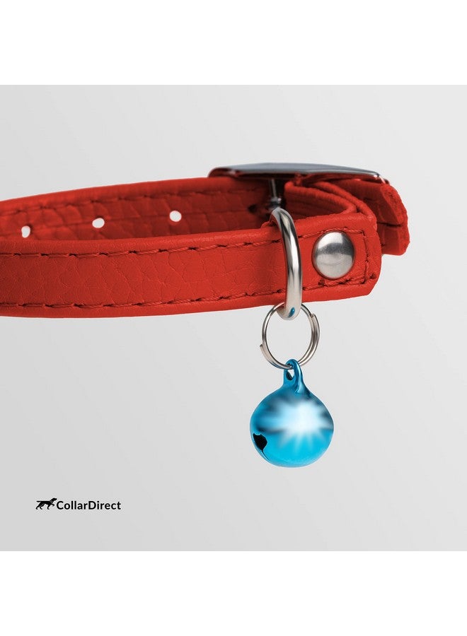 CollarDirect Leather Cat Collar, Kitten Collar with Removable Bell Black Blue Red Orange Lime Green (8-11 Inch, Red) - Image 2