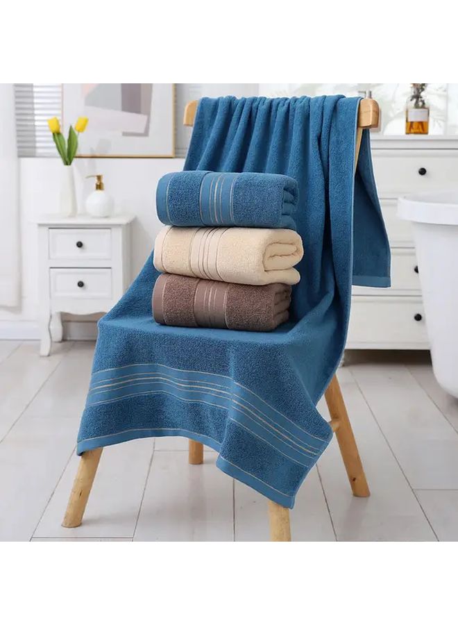 Blue Cotton Bath Towel 27x55 Inches Super Absorbent Bathroom Supplies - Image 2