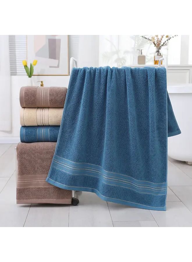 Blue Cotton Bath Towel 27x55 Inches Super Absorbent Bathroom Supplies - Image 4