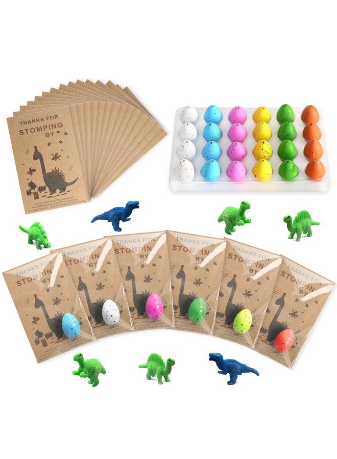 FASBET Dinosaur Party Favors Funny Mini Dinosaur Toys Dinosaur Birthday Party Supplies 24 Pack Dino Eggs And 24 Hatching Card Bulk Gifts Novelty Birthday Party Decorations For Kids Boys Girls Toddler - Image 1