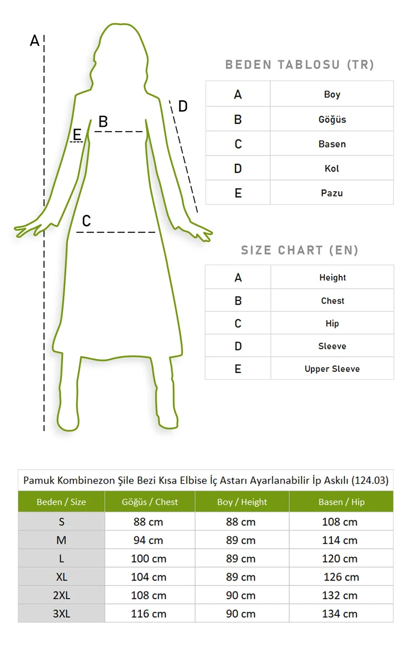 Eliş Şile Bezi Cotton Petticoat Şile Cloth Short Dress Inner Lining Adjustable Rope Strap Underskirt Black Syh