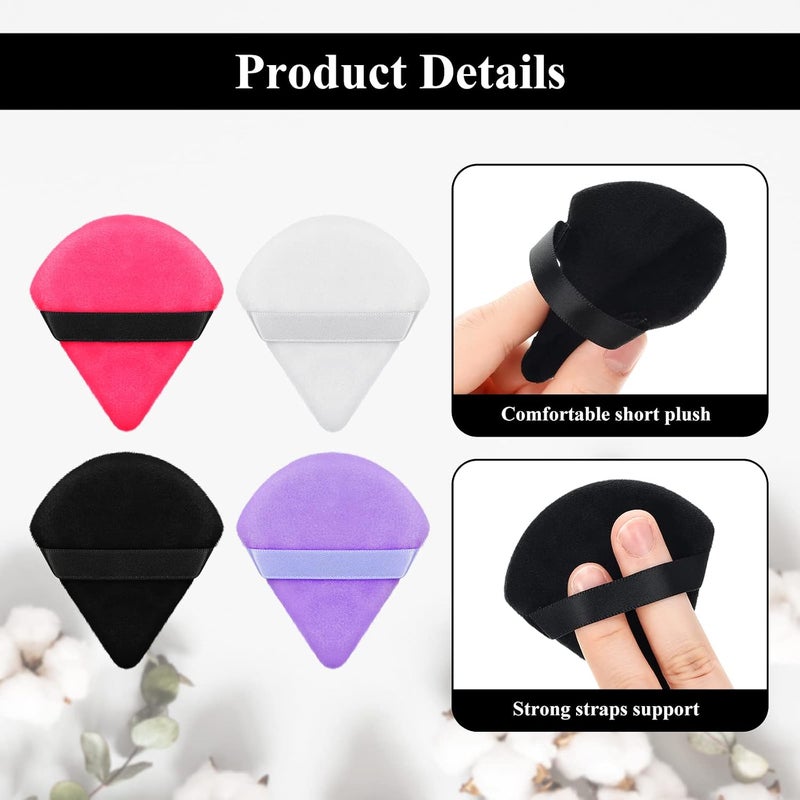 Maitys 12-Piece Triangle Powder Puff Set - Soft, Reusable Foundation Sponge for Loose Powder, Wet/Dry Makeup Tool (Black, White, Rose Red, Purple, Small) - Image 4