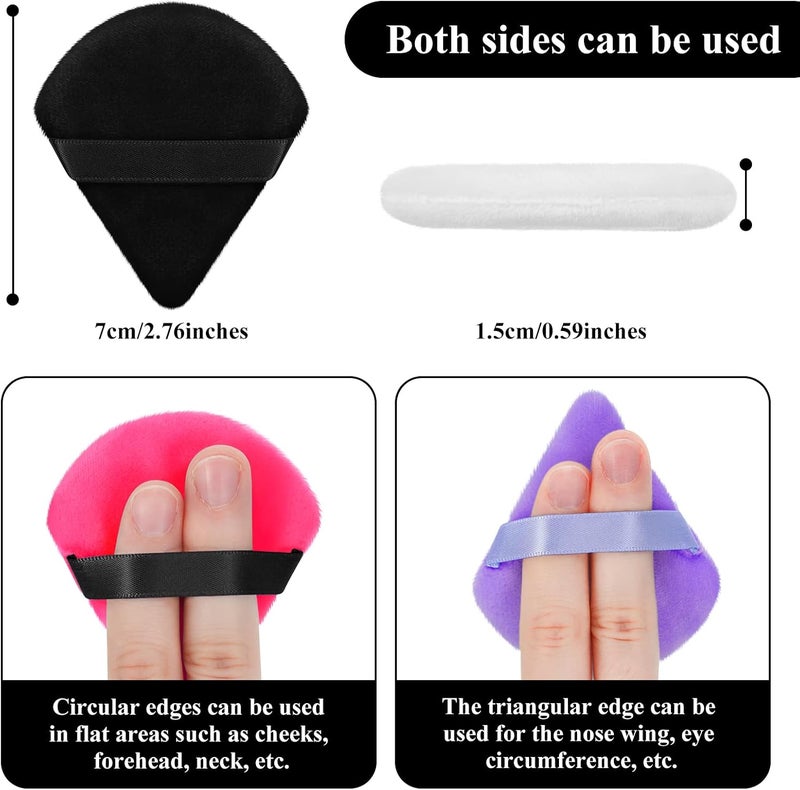 Maitys 12-Piece Triangle Powder Puff Set - Soft, Reusable Foundation Sponge for Loose Powder, Wet/Dry Makeup Tool (Black, White, Rose Red, Purple, Small) - Image 3
