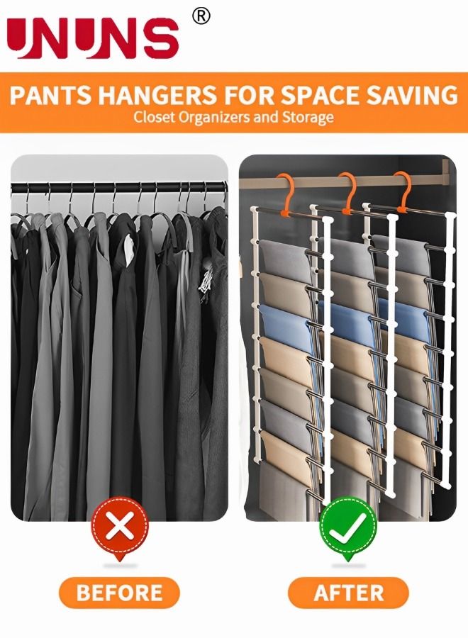UNUNS Stainless Steel Pants Hangers,Space Saving Closet Hangers 8 Layers,360 Degree Rotation,Organizer Racks For Clothes Trousers Scarves Ties  - Image 4