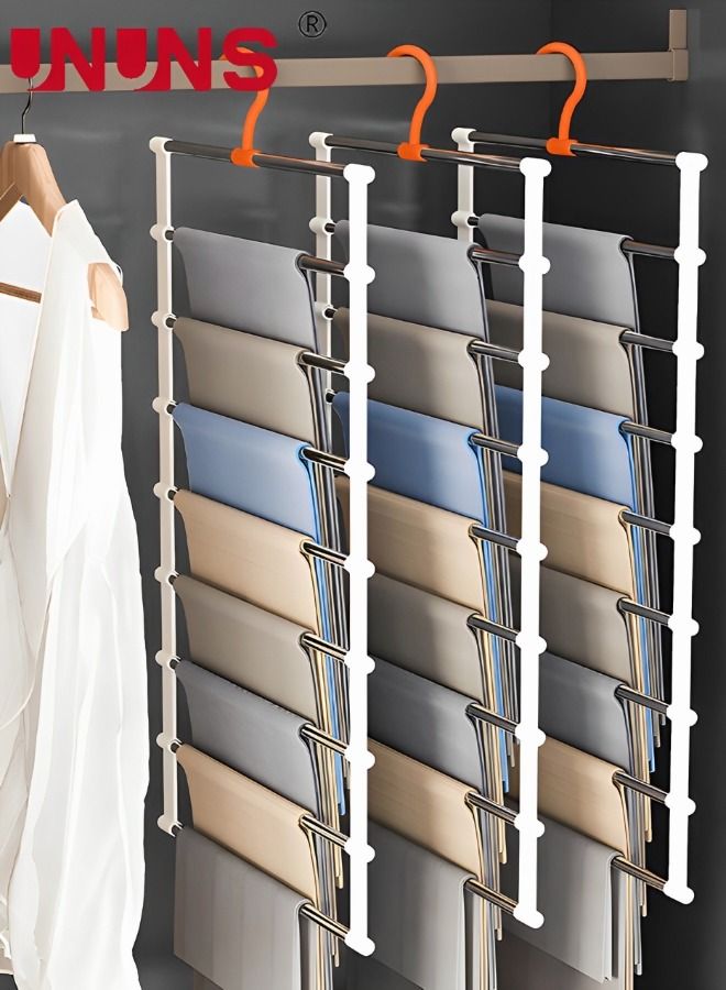 UNUNS Stainless Steel Pants Hangers,Space Saving Closet Hangers 8 Layers,360 Degree Rotation,Organizer Racks For Clothes Trousers Scarves Ties  - Image 2