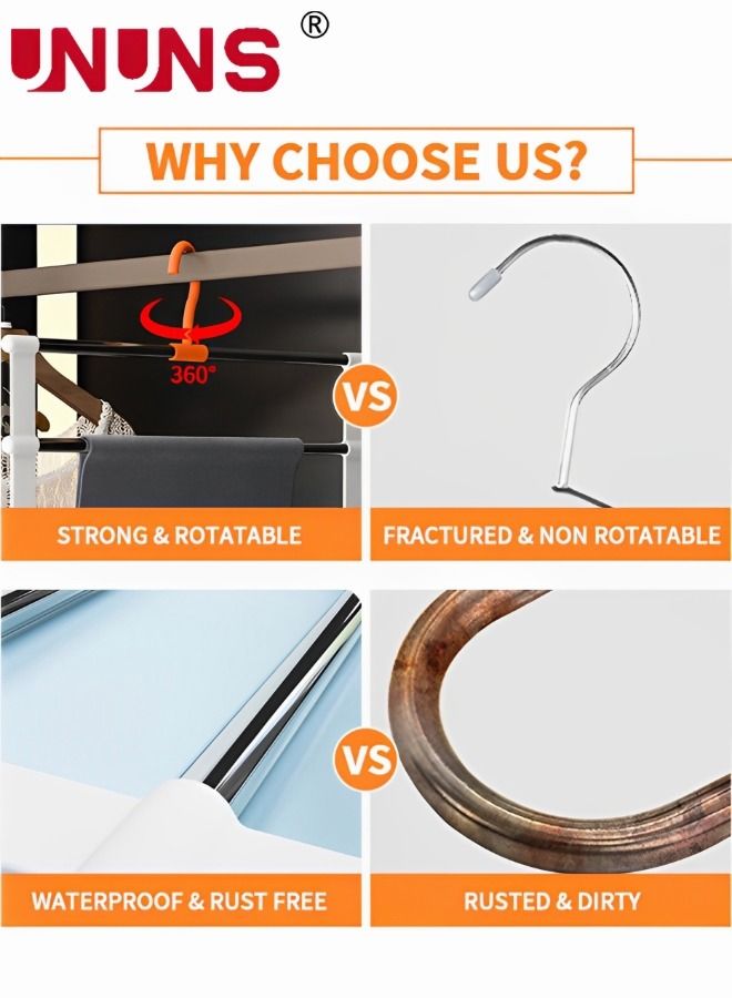 UNUNS Stainless Steel Pants Hangers,Space Saving Closet Hangers 8 Layers,360 Degree Rotation,Organizer Racks For Clothes Trousers Scarves Ties  - Image 5