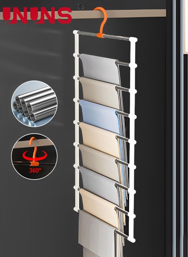 UNUNS Stainless Steel Pants Hangers,Space Saving Closet Hangers 8 Layers,360 Degree Rotation,Organizer Racks For Clothes Trousers Scarves Ties  - Image 1