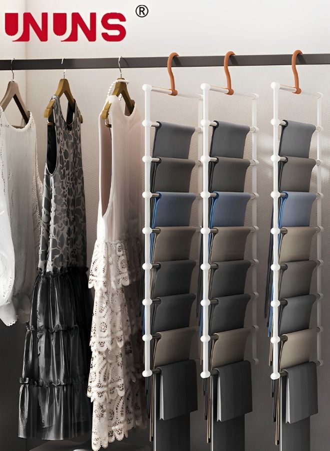 UNUNS Stainless Steel Pants Hangers,Space Saving Closet Hangers 8 Layers,360 Degree Rotation,Organizer Racks For Clothes Trousers Scarves Ties  - Image 3