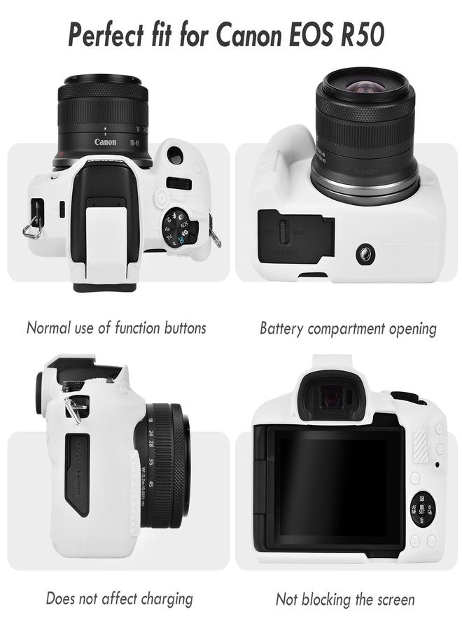 Rieibi EOS R50 Case, Soft Silicone Protective Case for Canon EOS R50 EOSR50 Camera, Lightweight EOS R50 Camera Case - White - Image 3