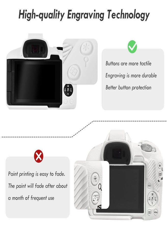 Rieibi EOS R50 Case, Soft Silicone Protective Case for Canon EOS R50 EOSR50 Camera, Lightweight EOS R50 Camera Case - White - Image 4