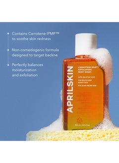 APRILSKIN Carrotene Ipmp™ Exfoliating Body Wash | Salicylic Acid Body Wash Improve Rough & Bumpy Skin, Body Acne, Keratosis Pilaris With Niacinamide & Ceramides | Vegan & Cruelty-Free | 10.14 Fl.Oz 